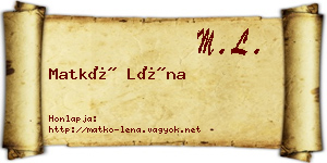 Matkó Léna névjegykártya